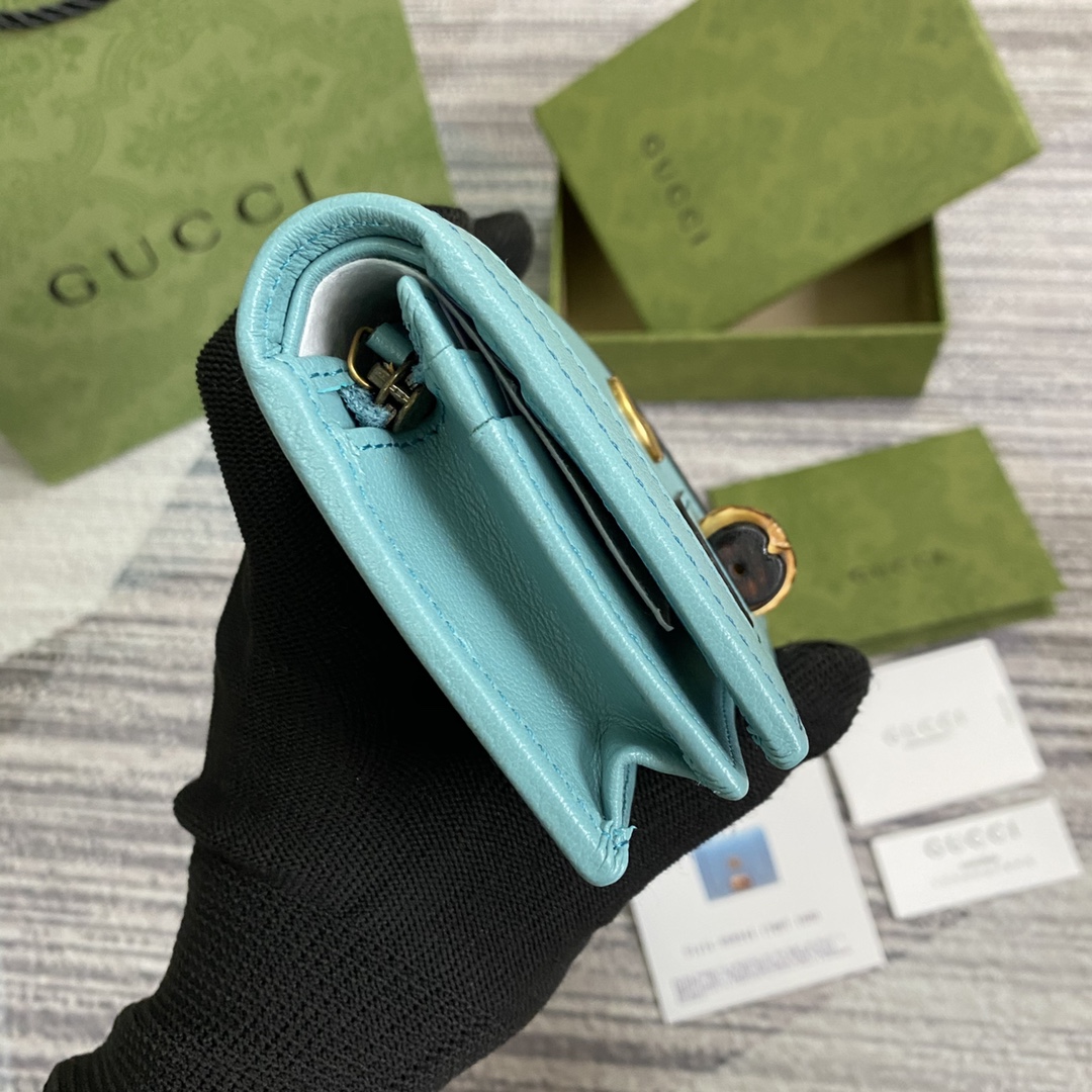 Gucci Diana Card Case Wallet 658244 Light Blue